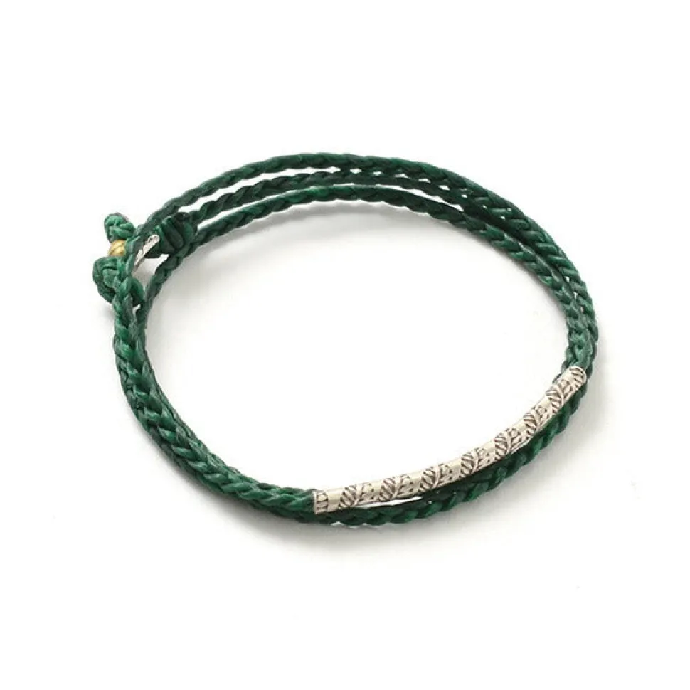 PHADUA / Wax Cord Karen Silver Tube Anklet / Bracelet / Necklace