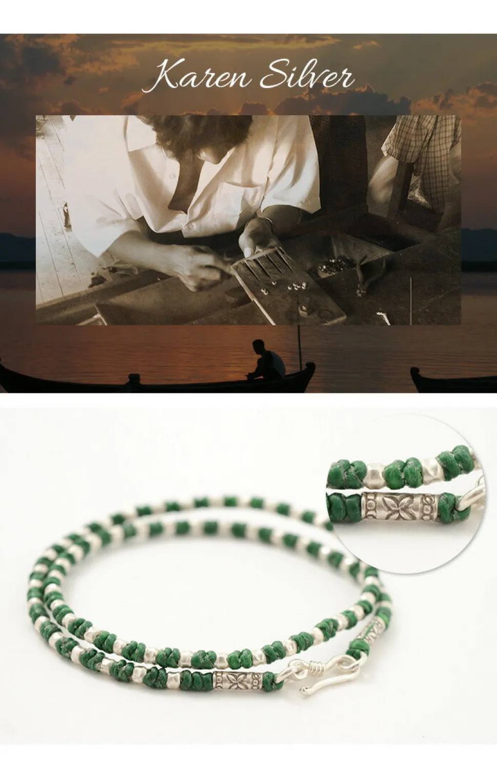 PHADUA / Wax Cord Silver Bracelet