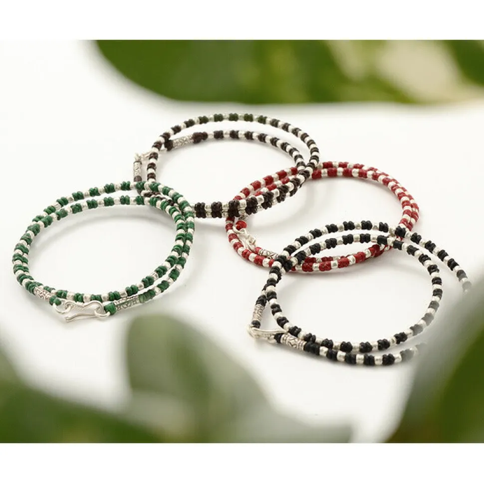 PHADUA / Wax Cord Silver Bracelet