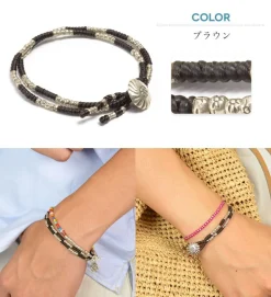 PHADUA / Wax Cord Silver Concho Double-Strand Bracelet