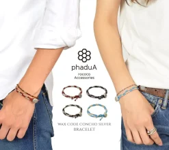 PHADUA / Wax Cord Silver Concho Double-Strand Bracelet