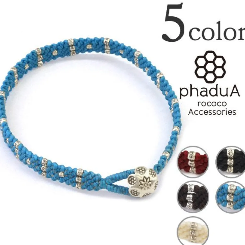 PHADUA / Wax Cord Silver Triple Anklet