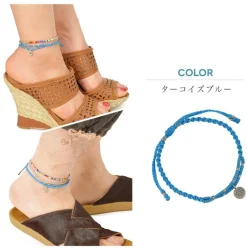 PHADUA / Waxed Cord Anklet with Silver Two-Strand Top