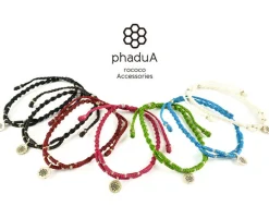 PHADUA / Waxed Cord Anklet with Silver Two-Strand Top