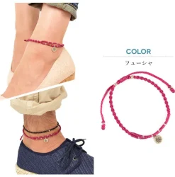 PHADUA / Waxed Cord Anklet with Silver Two-Strand Top