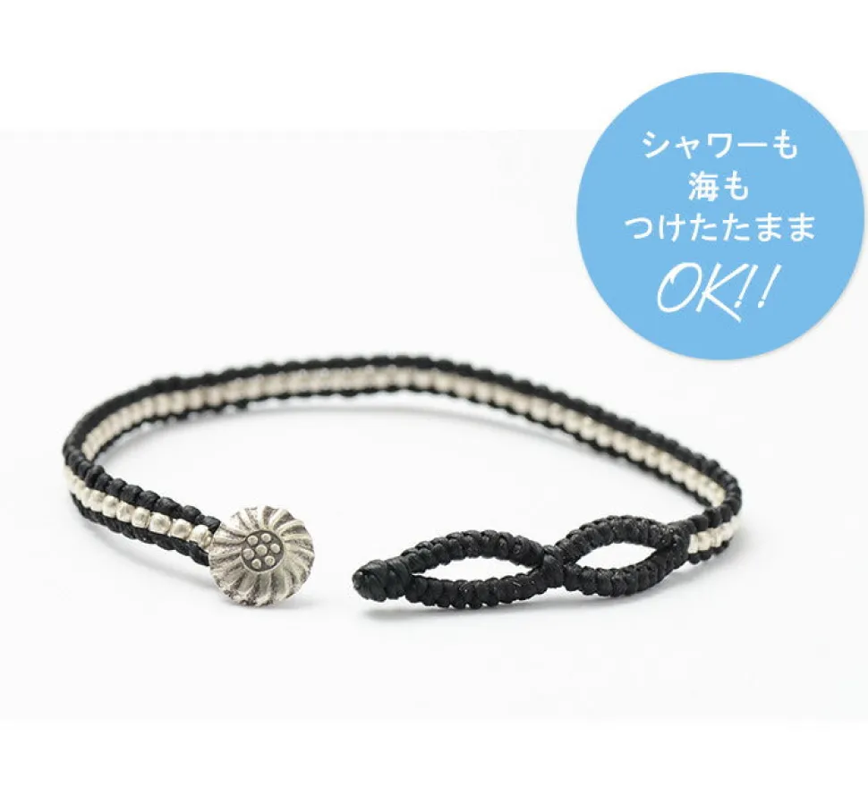 PHADUA / Waxed cord silver single strand concho bracelet