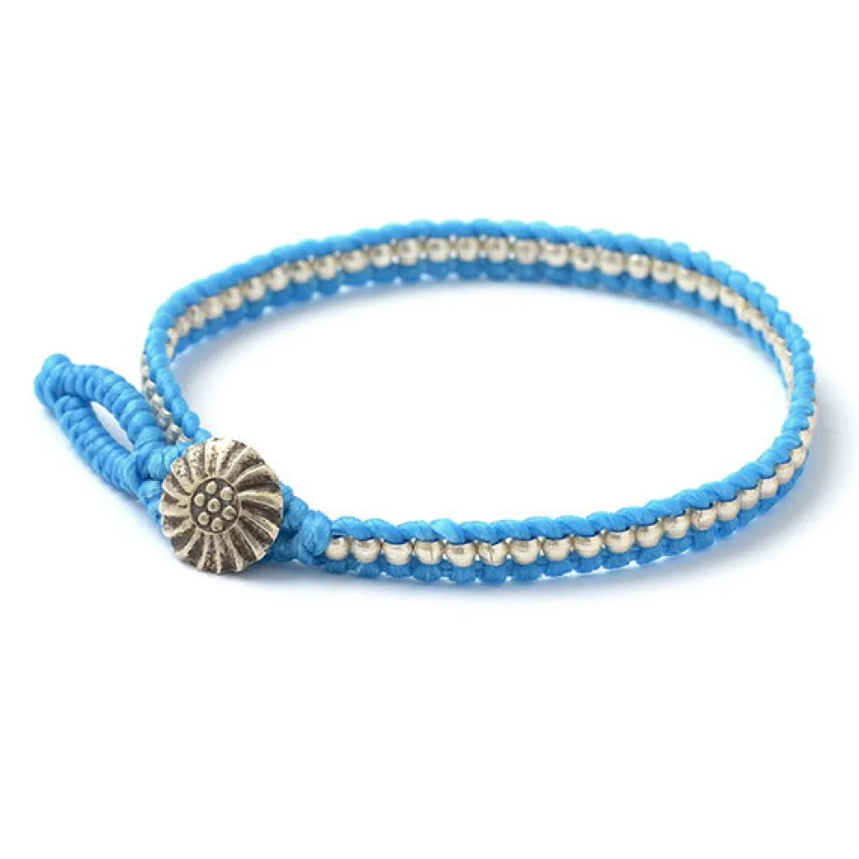 PHADUA / Waxed cord silver single strand concho bracelet