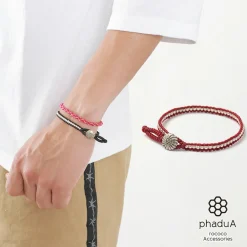 PHADUA / Waxed cord silver single strand concho bracelet