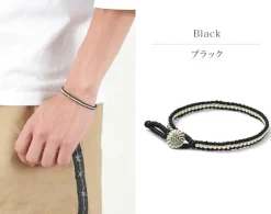 PHADUA / Waxed cord silver single strand concho bracelet