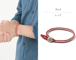 PHADUA / Waxed cord silver single strand concho bracelet