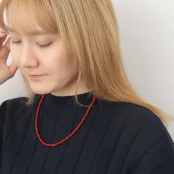 phaduA / White Heart Antique Glass Bead Necklace