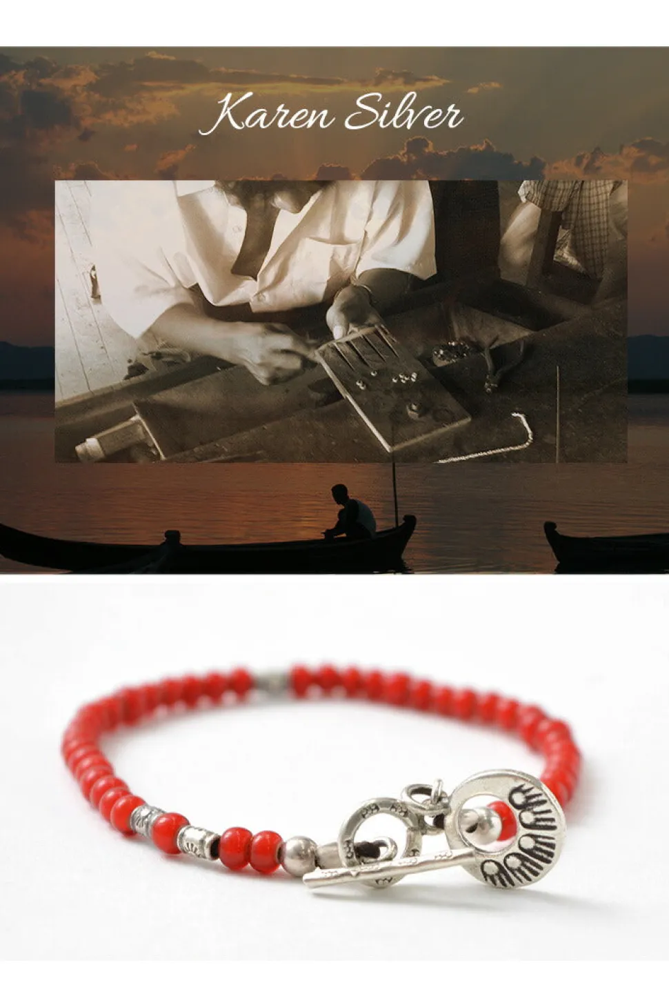 PHADUA / White Heart Bead Bracelet