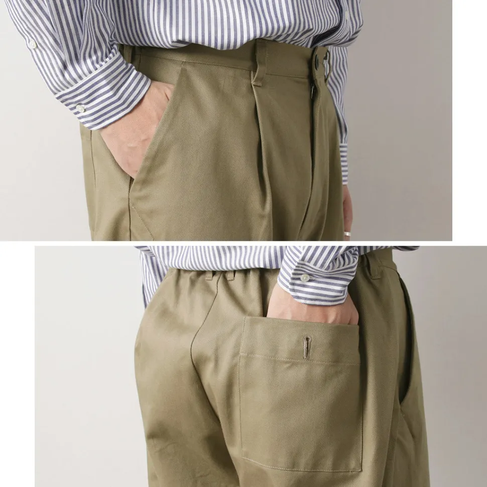 RE MADE IN TOKYO JAPAN / Cotton hard twill tuck wide pants