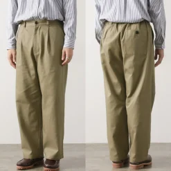 RE MADE IN TOKYO JAPAN / Cotton hard twill tuck wide pants