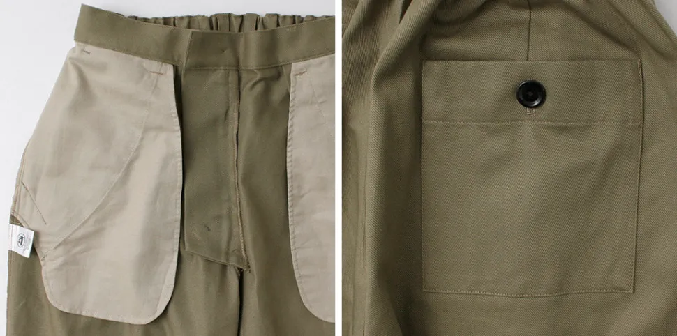 RE MADE IN TOKYO JAPAN / Cotton hard twill tuck wide pants