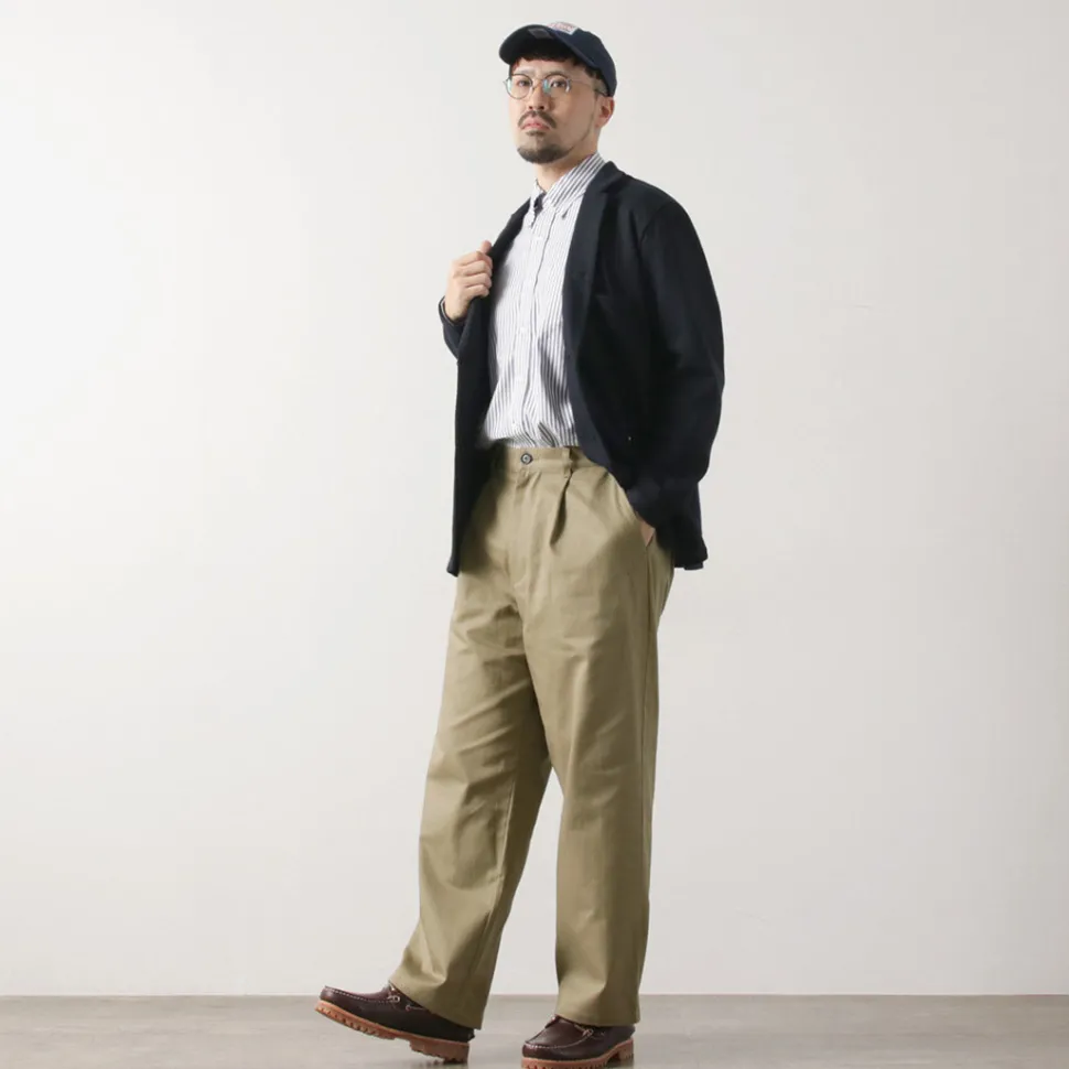 RE MADE IN TOKYO JAPAN / Cotton hard twill tuck wide pants