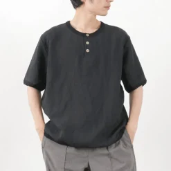 RE MADE IN TOKYO JAPAN / French Linen Henley Neck T-Shirt