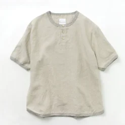 RE MADE IN TOKYO JAPAN / French Linen Henley Neck T-Shirt