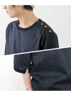 RE MADE IN TOKYO JAPAN / Linen Canvas Button Basque / 7 Minute Sleeve