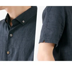 RE MADE IN TOKYO JAPAN / Linen Canvas Button Down Shirt / Short Sleeve