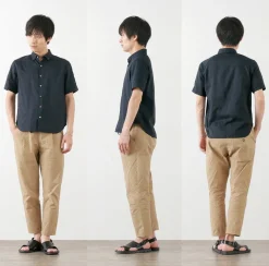 RE MADE IN TOKYO JAPAN / Linen Canvas Button Down Shirt / Short Sleeve