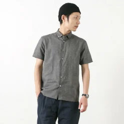 RE MADE IN TOKYO JAPAN / Linen Canvas Button Down Shirt / Short Sleeve