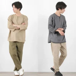 RE MADE IN TOKYO JAPAN / Linen Canvas Henry Neck T-Shirt