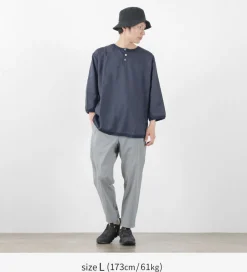 RE MADE IN TOKYO JAPAN / Linen Canvas Henry Neck T-Shirt