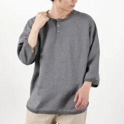 RE MADE IN TOKYO JAPAN / Linen Canvas Henry Neck T-Shirt