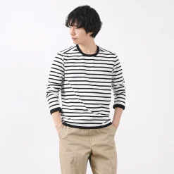 RE MADE IN TOKYO JAPAN / Perfect Inner Giza Cotton Striped Crew Neck L/S T-Shirt