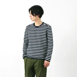 RE MADE IN TOKYO JAPAN / Perfect Inner Giza Cotton Striped Crew Neck L/S T-Shirt