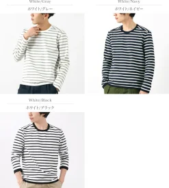 RE MADE IN TOKYO JAPAN / Perfect Inner Giza Cotton Striped Crew Neck L/S T-Shirt
