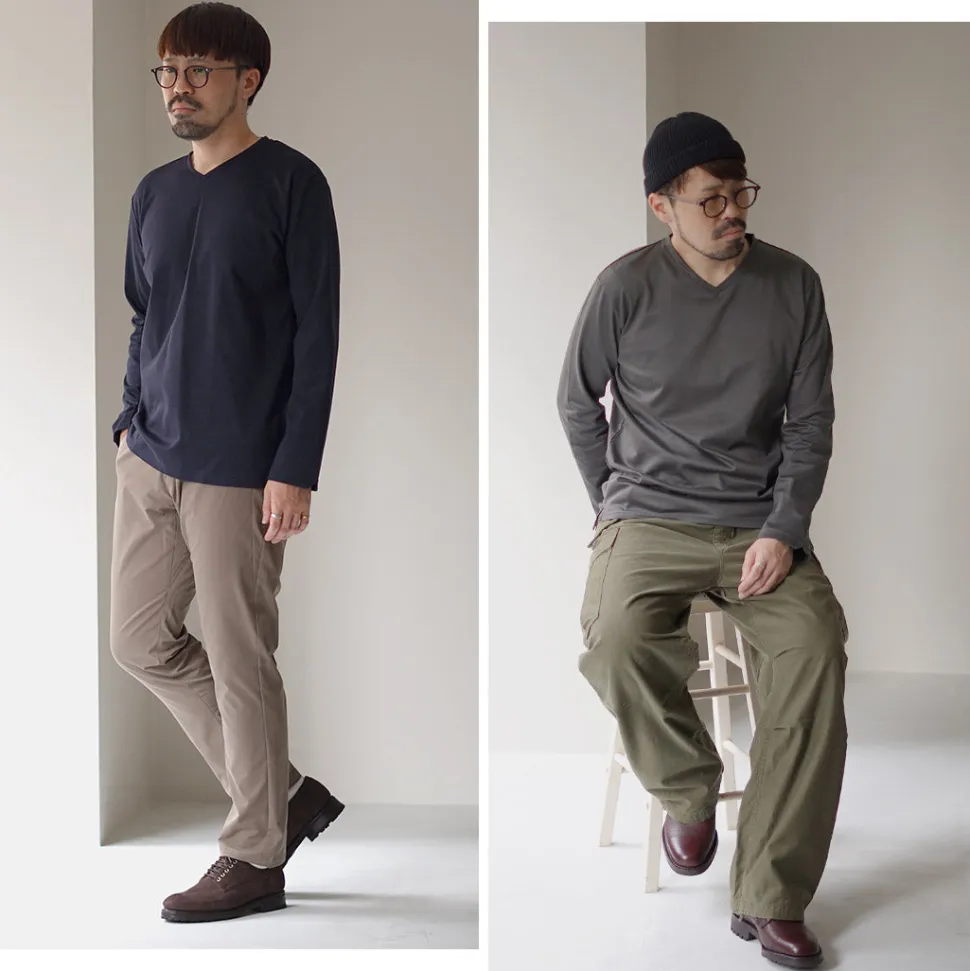 RE MADE IN TOKYO JAPAN / Tokyo Made V-Neck Long Sleeve Dress T-Shirt 5721A-CT