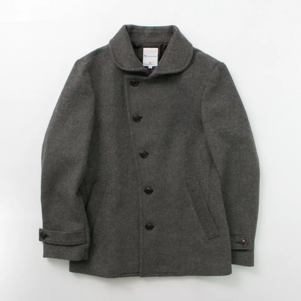 RE MADE IN TOKYO JAPAN / Wool Melton Stand Collar Pea Coat