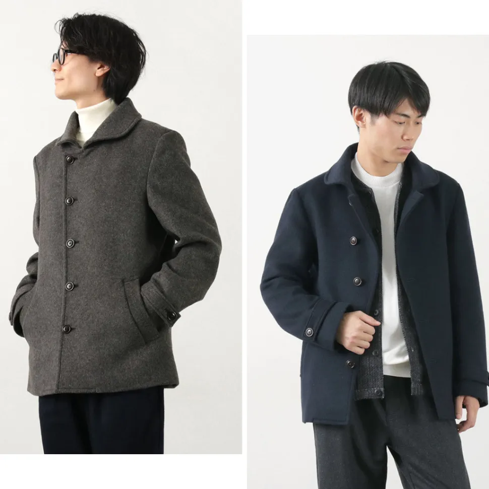 RE MADE IN TOKYO JAPAN / Wool Melton Stand Collar Pea Coat