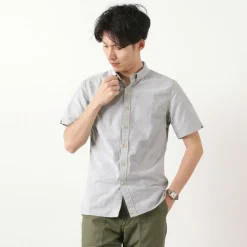 RE MADE IN TOKYO JAPAN / Yellow Stitched Short Sleeve Button Down Shirt
