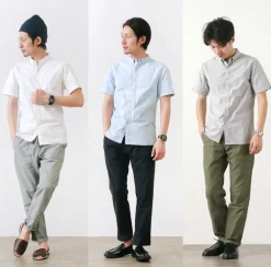 RE MADE IN TOKYO JAPAN / Yellow Stitched Short Sleeve Button Down Shirt