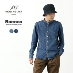 REMI RELIEF / Denim Band Collar Shirt