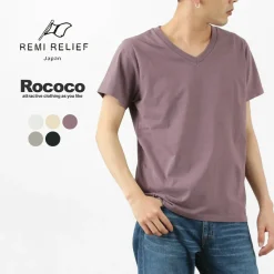 REMI RELIEF / LW processed V-neck T-shirt