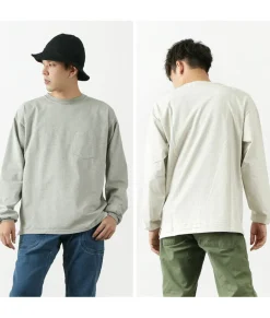 REMI RELIEF / Melange jersey long sleeve crew pocket T-shirt