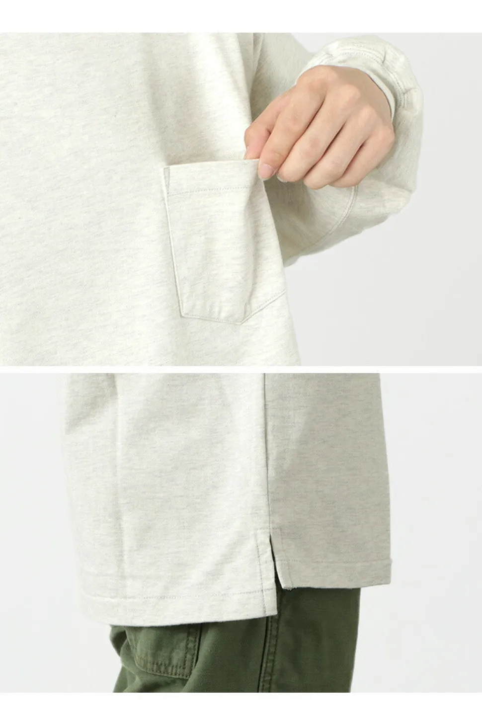 REMI RELIEF / Melange jersey long sleeve crew pocket T-shirt