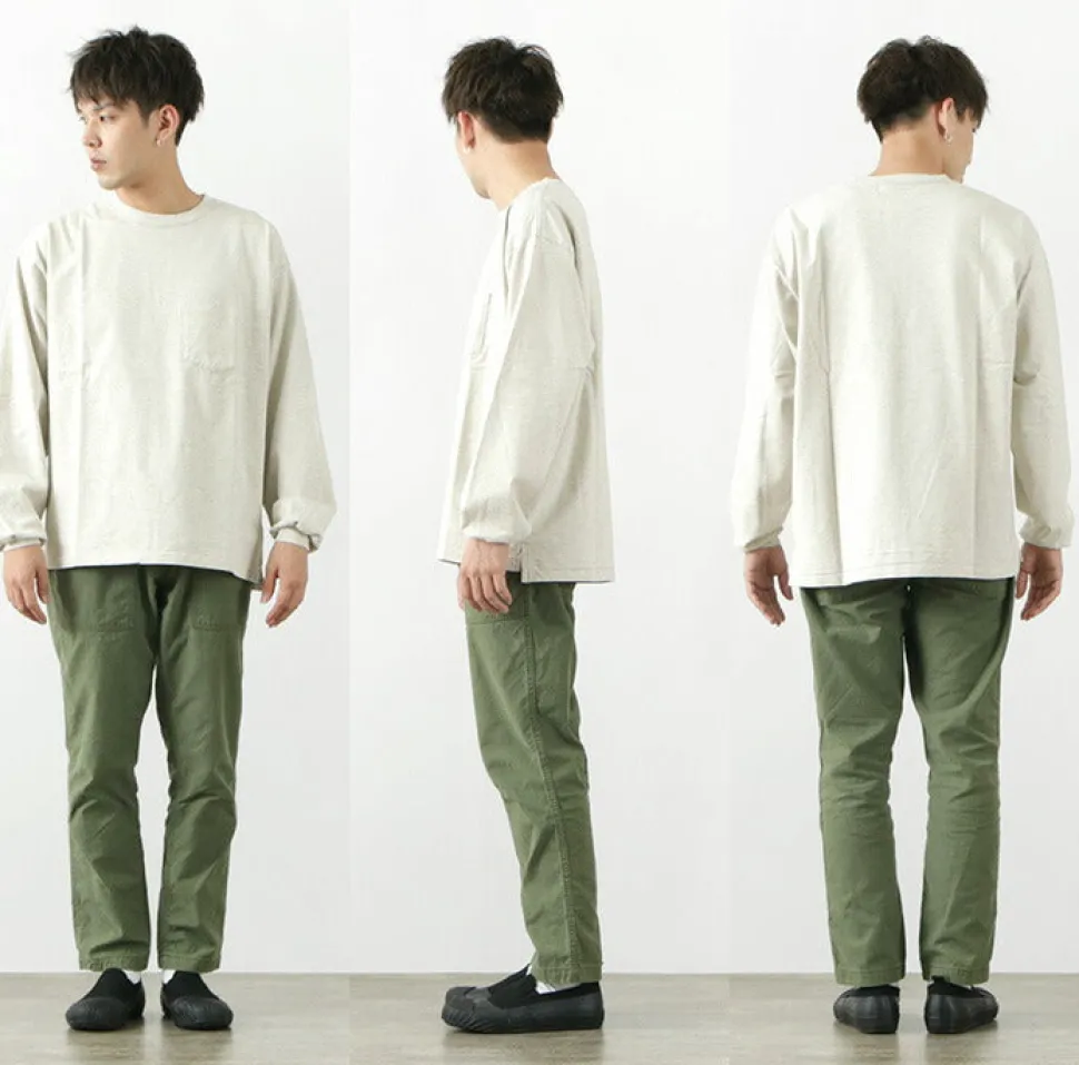 REMI RELIEF / Melange jersey long sleeve crew pocket T-shirt