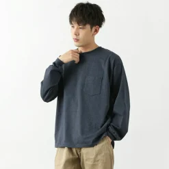 REMI RELIEF / Melange jersey long sleeve crew pocket T-shirt