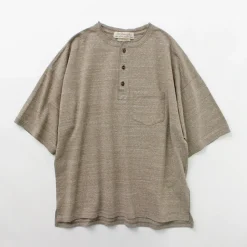 REMI RELIEF / Melange jersey short sleeve henley neck pocket T-shirt