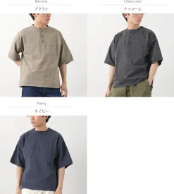 REMI RELIEF / Melange jersey short sleeve henley neck pocket T-shirt
