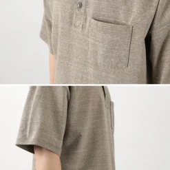 REMI RELIEF / Melange jersey short sleeve henley neck pocket T-shirt