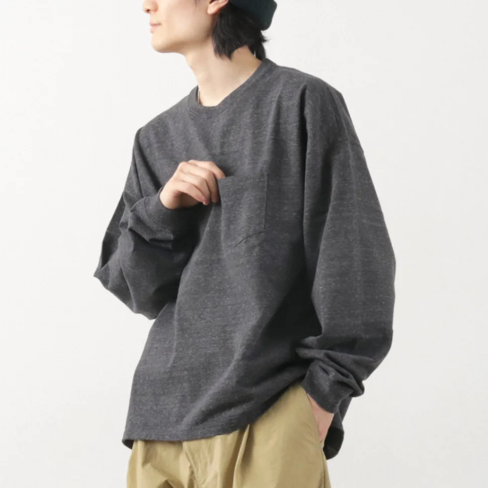 REMI RELIEF / Melange jersey long sleeve pocket T-shirt