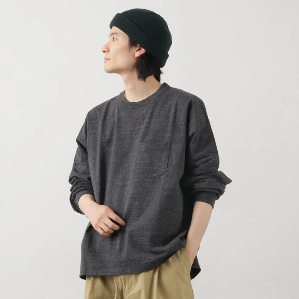 REMI RELIEF / Melange jersey long sleeve pocket T-shirt