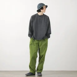 REMI RELIEF / Melange Jersey Long Sleeve Henley Neck Pocket T-Shirt