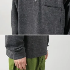 REMI RELIEF / Melange Jersey Long Sleeve Henley Neck Pocket T-Shirt